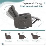 Grey Swivel Recliner Chair with Extra Large Footrest