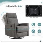 Grey Swivel Recliner Chair with Extra Large Footrest