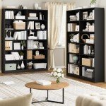 Double Wide 6-Tier Black Bookshelf and Bookcase