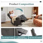 Grey Swivel Recliner Chair with Extra Large Footrest