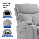 Light Grey Electric Swivel Rocker Recliner Chair