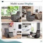 Grey Swivel Recliner Chair with Extra Large Footrest