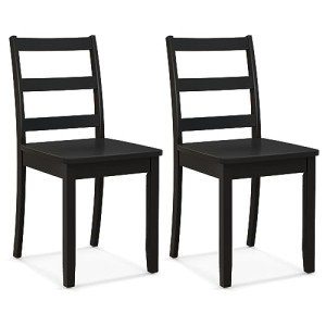 Black Wooden Dining Chairs Set of 2 - Farmhouse Style