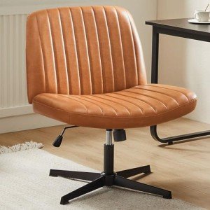 Brown Armless Adjustable Criss Cross Desk Chair