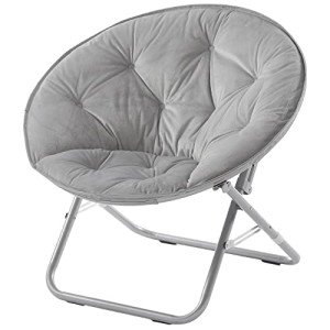 Grey Foldable Micromink Saucer Chair for Leisure