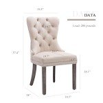 Set of 4 Tufted Velvet Dining Chairs - Beige
