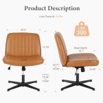 Brown Armless Adjustable Criss Cross Desk Chair