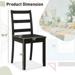 Black Wooden Dining Chairs Set of 2 - Farmhouse Style