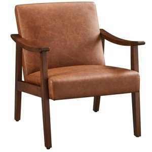 Stylish Brown PU Leather Accent Chair