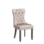 Set of 4 Tufted Velvet Dining Chairs - Beige