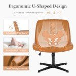 Brown Armless Adjustable Criss Cross Desk Chair