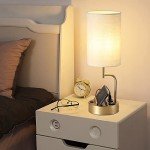 Gold Modern Table Lamp with USB Charging Ports (2-Pack)