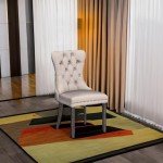 Set of 4 Tufted Velvet Dining Chairs - Beige