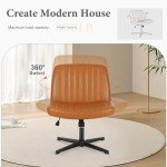 Brown Armless Adjustable Criss Cross Desk Chair