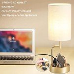 Gold Modern Table Lamp with USB Charging Ports (2-Pack)