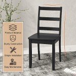 Black Wooden Dining Chairs Set of 2 - Farmhouse Style