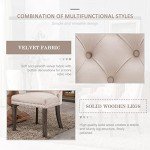 Set of 4 Tufted Velvet Dining Chairs - Beige