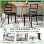 Black Wooden Dining Chairs Set of 2 - Farmhouse Style