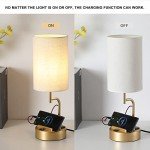 Gold Modern Table Lamp with USB Charging Ports (2-Pack)