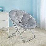 Grey Foldable Micromink Saucer Chair for Leisure