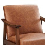 Stylish Brown PU Leather Accent Chair
