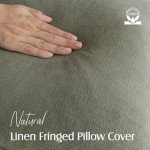 Set of 2 Olive Green Fringe Throw Pillow Covers