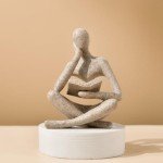 Beige Abstract Thinker Bookend for Stylish Decor