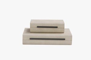 Ivory Decorative Storage Boxes Set with Handles
