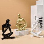 Beige Abstract Thinker Bookend for Stylish Decor
