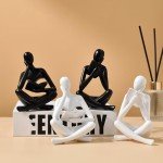 Beige Abstract Thinker Bookend for Stylish Decor