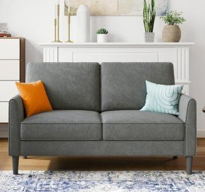 Modern 58" Dark Grey Loveseat Sofa for Small Spaces
