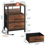 Yoobure Nightstand with Charging Station and Storage