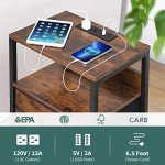 Yoobure Nightstand with Charging Station and Storage