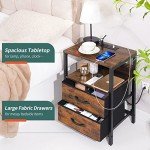 Yoobure Nightstand with Charging Station and Storage