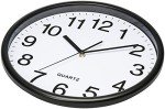 Large Black Silent Quartz Wall Clock - 13-Inch