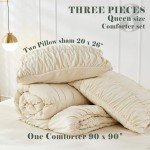 Wheat Boho Queen Comforter Set with Ruffles