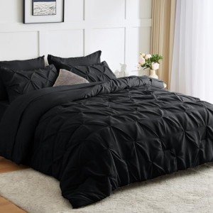 CozyLux 7-Piece Queen Comforter Bedding Set - Black