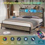 Queen Bed Frame with Storage & LED Lights
