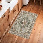 Washable Floral Oriental Area Rug - 2x3