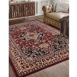 Elegant Red Medallion Indoor Area Rug, 5' x 8