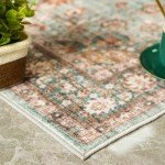Washable Floral Oriental Area Rug - 2x3
