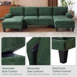 VINGLI 110" U-Shaped Sectional Sofa in Forest Green