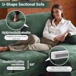 VINGLI 110" U-Shaped Sectional Sofa in Forest Green