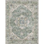 Sage Green Washable Area Rug 8x10