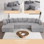 131" Grey Modular Sectional Sofa with Chaise