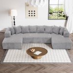 131" Grey Modular Sectional Sofa with Chaise