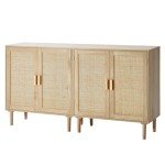 Natural Rattan Buffet Cabinet with Adjustable Shelves
