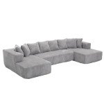 131" Grey Modular Sectional Sofa with Chaise