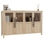 Modern Farmhouse 4-Door Glass Sideboard Buffet