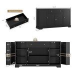 Modern 54" Black Buffet Cabinet with Storage